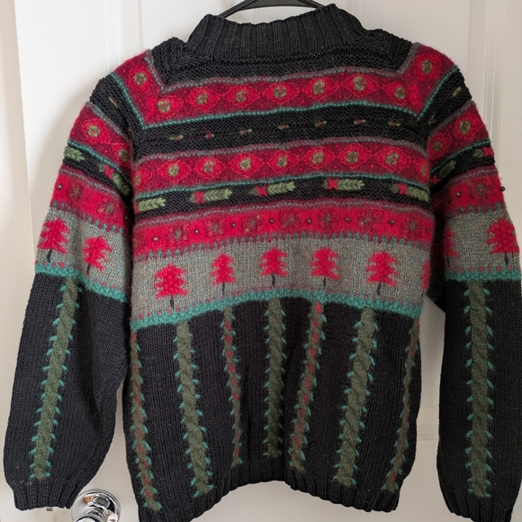 Talbots Vintage Christmas Wool Button-Up Cardigan M - Picture 9 of 12